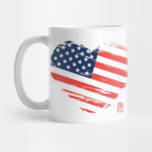 I love my country. I love the USA. I am a patriot. In my heart, there is always the flag of the USA Mug